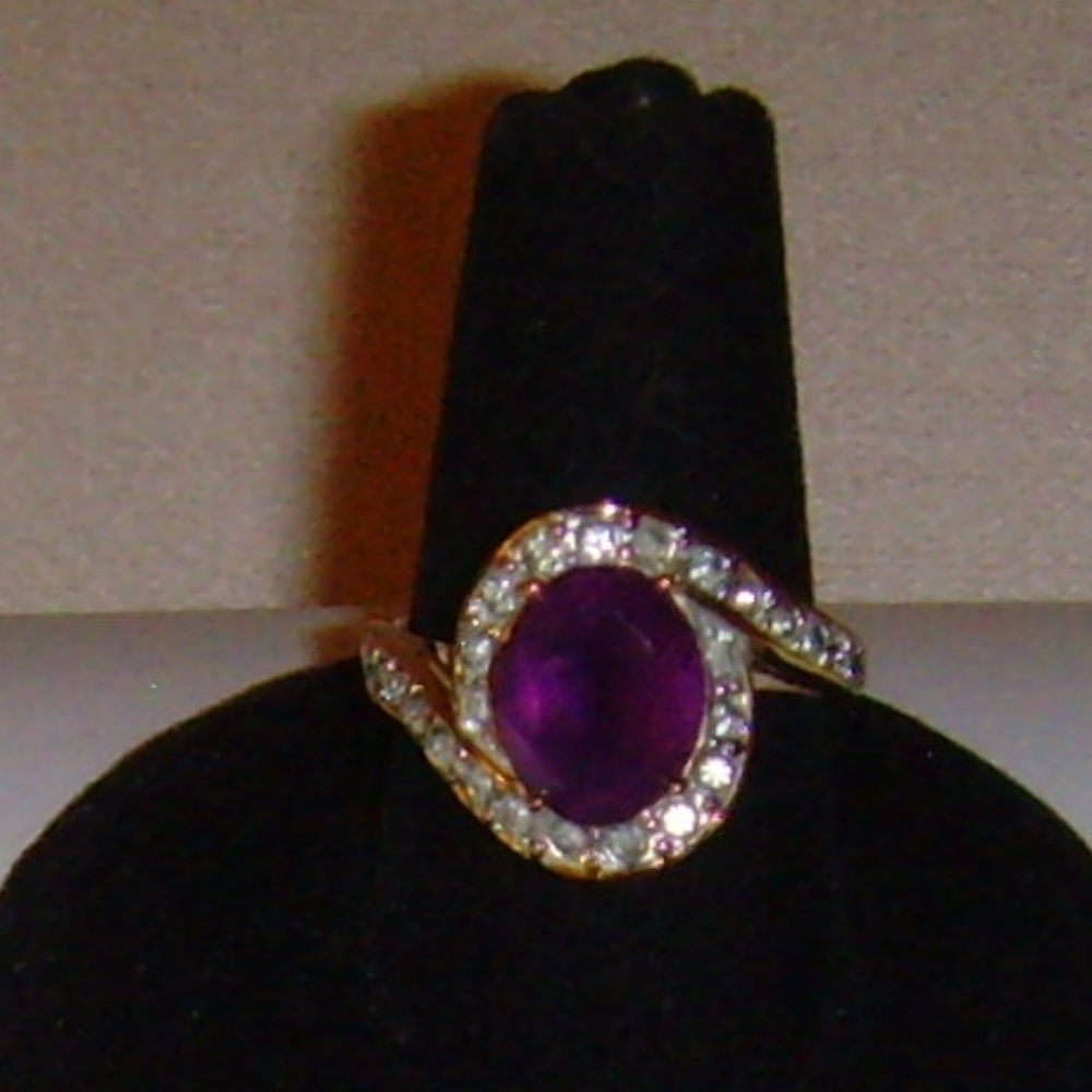 Gold-Tone and Rhinestone Ring 5 3/4